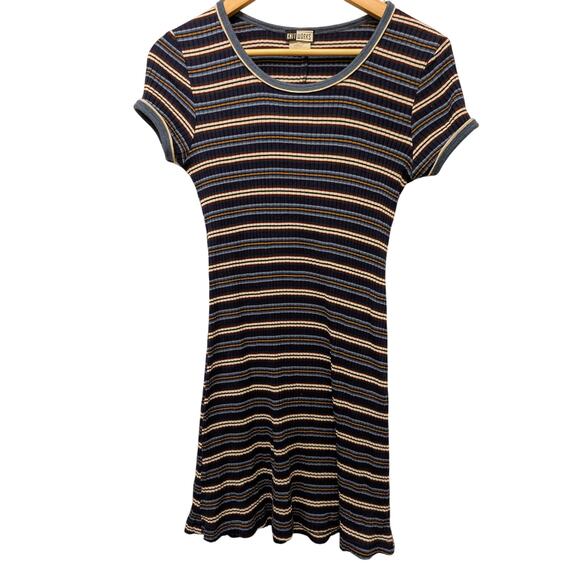 Vintage Y2K Knitworks Striped Mini Dress Short Sleeves Acrylic Twee Summer 90s - Picture 1 of 4